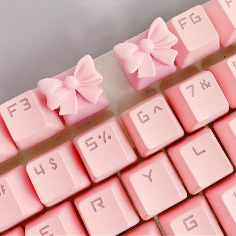 Pink ABS Bow Keycap DIY Compatible Cross Switch Custom Upgrade Keyboard Accessory - Image 1