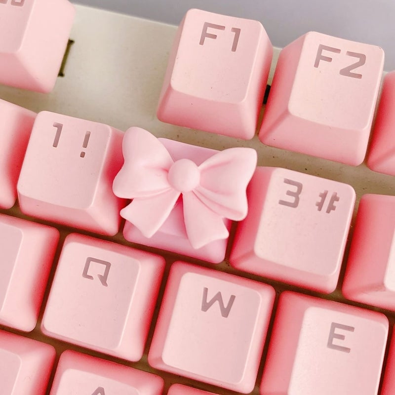 Pink ABS Bow Keycap DIY Compatible Cross Switch Custom Upgrade Keyboard Accessory - Image 2