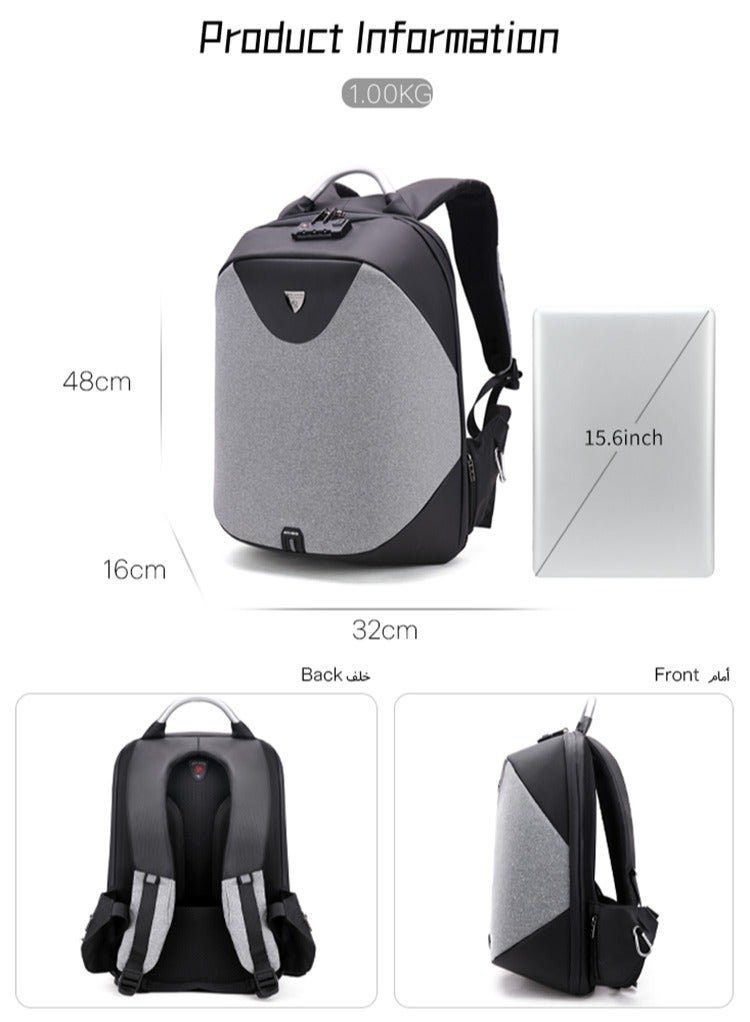 ARCTIC HUNTER Classic Business Laptop Bag,Water Resistant Anti Theft School Backpack with USB Charging Port for Men  - Image 3