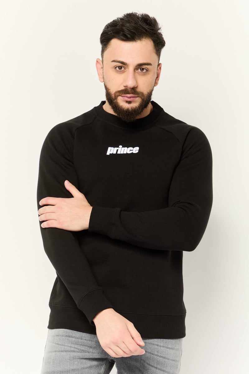 Prince Men Crew Neck Embroidered Logo Long Sleeve Sweatshirt, Black - Image 1