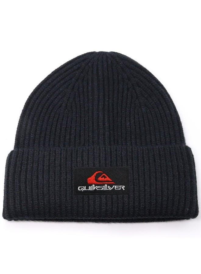 Quiksilver Wave Logo Rib Knit Beanie - Black Surf Culture Cuffed Beanie for Men & Women
