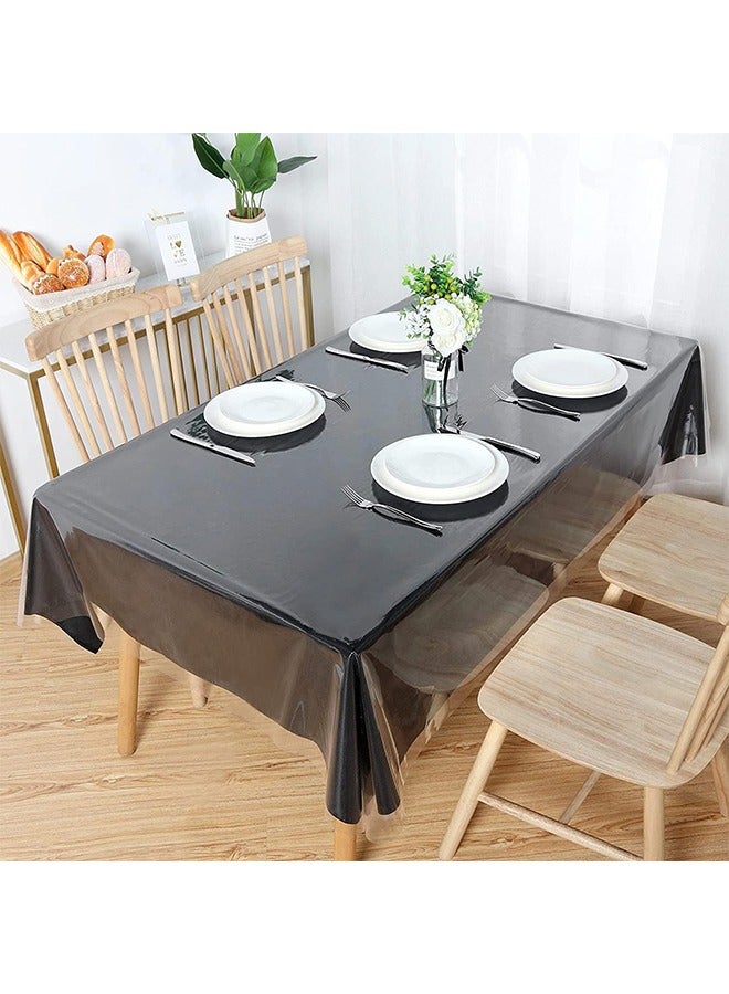 Clear Plastic Tablecloth Protector, 100% Waterproof Oilproof Stain Resistant Wipeable Rectangle Transparant Vinyl Table Cover, Clear Table Cloth for Indoor Outdoor Dining Table (140x300cm) - Image 4