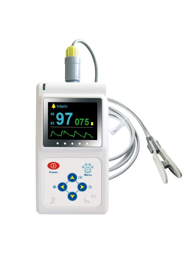 جهاز قياس التأكسج النبضي البيطري المحمول باليد – مراقب نبض وأكسجين للقطط والكلاب مع أداة قياس للسان أو الأذن - Image 1