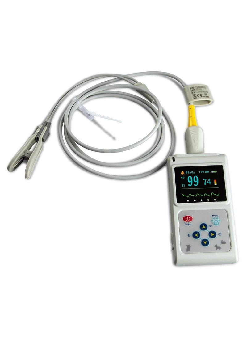 جهاز قياس التأكسج النبضي البيطري المحمول باليد – مراقب نبض وأكسجين للقطط والكلاب مع أداة قياس للسان أو الأذن - Image 2