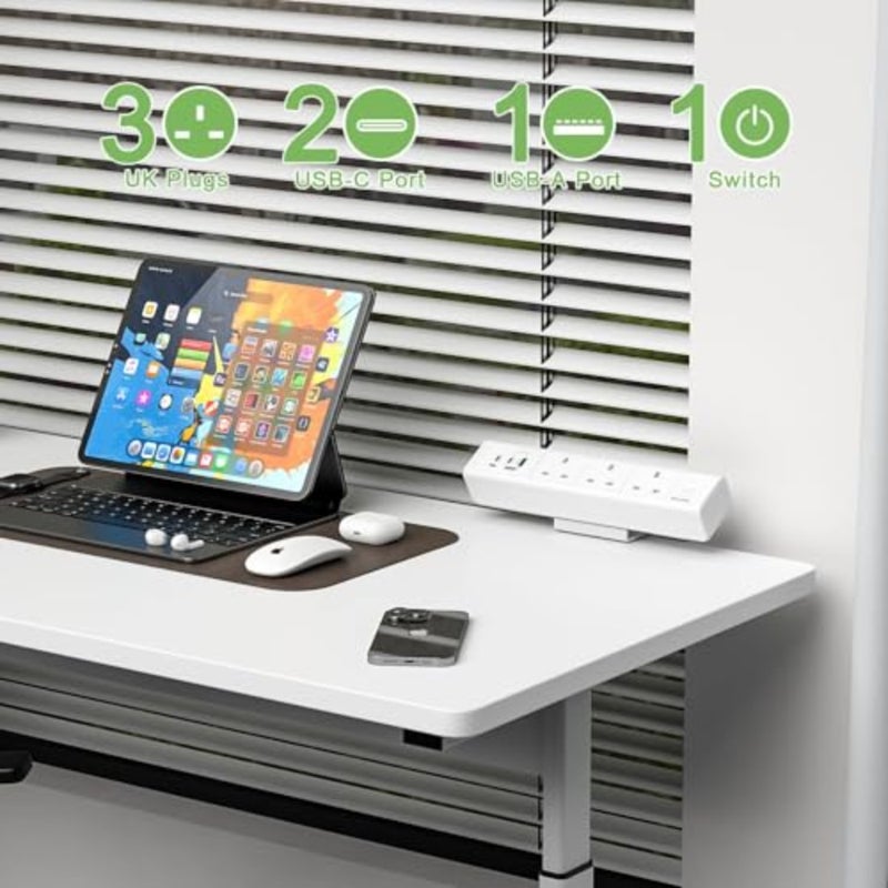 أجهزة الكمبيوتر المحمولة مع 65W USB-C الألومنيوم تخصيص شريط الطاقة سطح المكتب مع 3 بريطانيا Plug 3 USB Ports الحماية المضغوطة 1.8M حماية الكابلات المضادة للكتاب والمنزل - Image 2