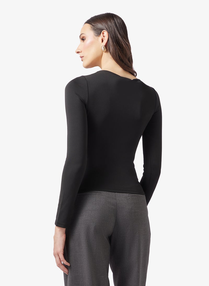 ELLA Fiited Top With Neck Cut Out Detail - Image 3