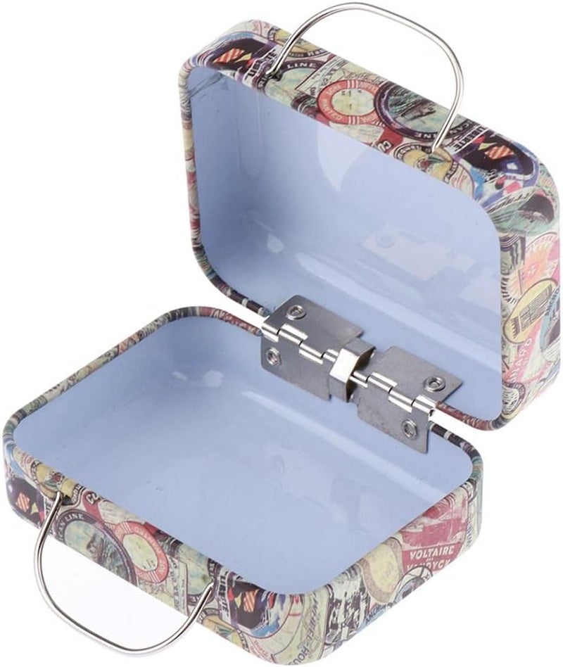 klarako Miniature Vintage Suitcase Luggage Box for 1:6 Dollhouse Decor, 1/6 BJD Dolls Accessories  B, 7.2x5.7x.3.5cm - Image 1