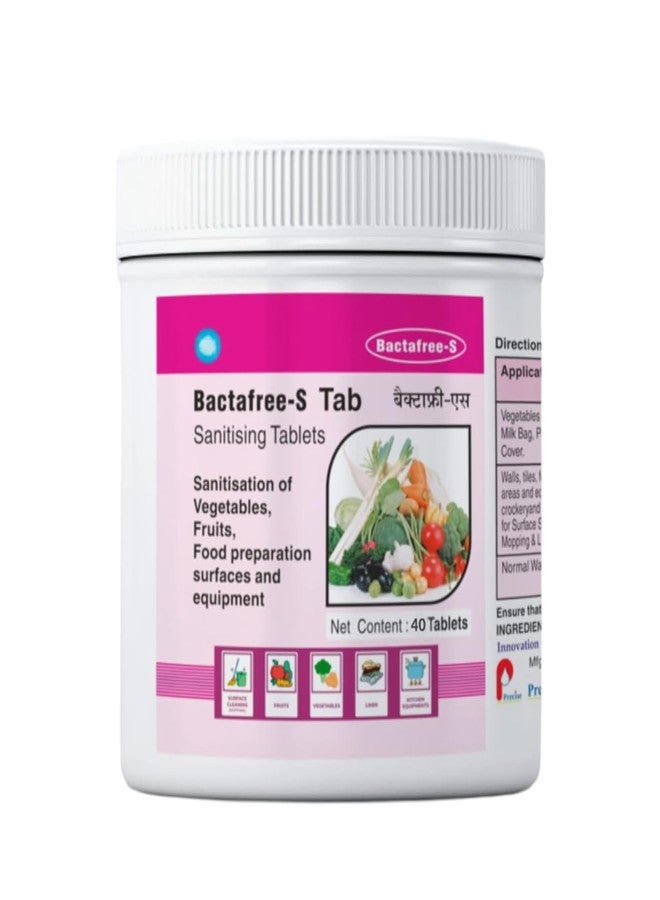Bactafree Sanitizer tablets for Vegetables, Fruits Disinfectant Tablets - 40 Tablets Pack - Fruits and Vegetables Sanitizing Solution - Image 1