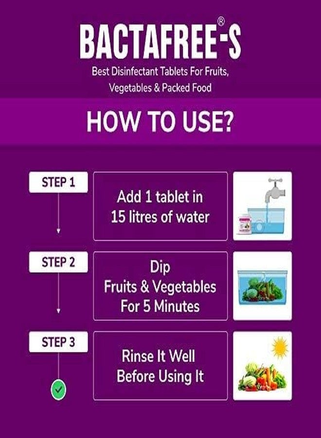 Bactafree Sanitizer tablets for Vegetables, Fruits Disinfectant Tablets - 40 Tablets Pack - Fruits and Vegetables Sanitizing Solution - Image 4