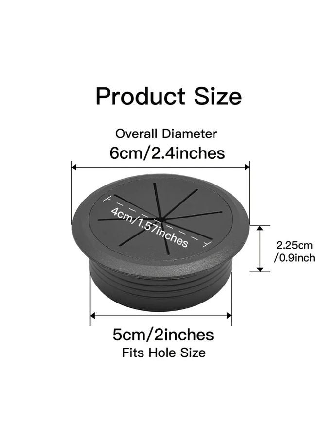 10pcs Black Desk Grommet 2 Inch 50mm Cable Hole Cover ABS Plastic For Countertop - Image 3