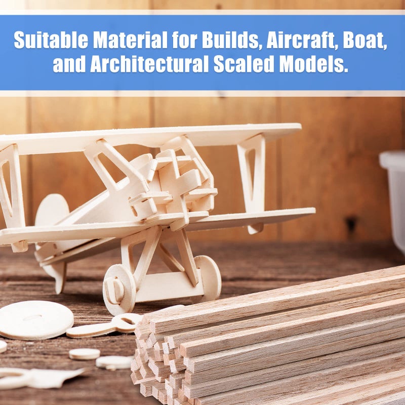 Yulejo Balsa Wood Sticks 1/8 x 1/8 x 12 Inch Hardwood Square Dowels Unfinished Wooden Strips for DIY Molding Crafts Projects Making (150 Pieces) - Image 4