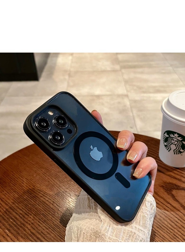 AROAQ Magnetic Clear Phone Case For Iphone,  Wireless Charge Magsafe Transparent Case, Anti-scratch Drop Protection Magnetic Case For Iphone 15 Pro Max, 15 Plus, Pro, ( Black) - Image 1