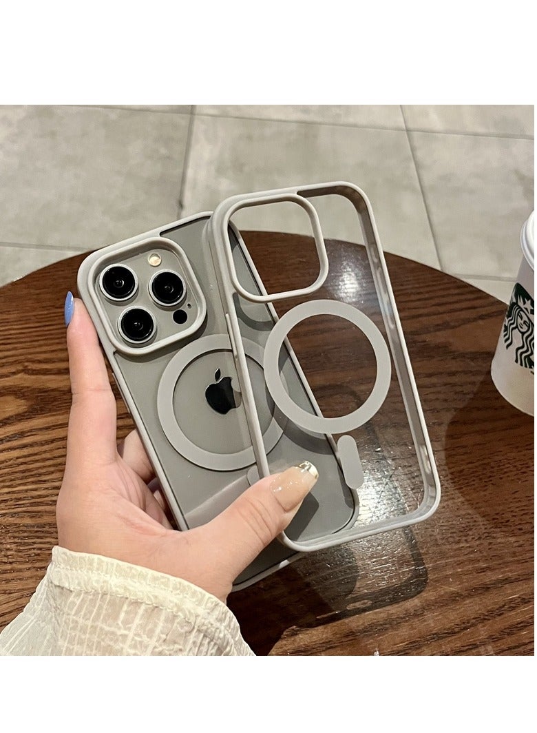 AROAQ Magnetic Clear Phone Case For Iphone,  Wireless Charge Magsafe Transparent Case, Anti-scratch Drop Protection Magnetic Case For Iphone 15 Pro Max, 15 Plus, Pro, ( Black) - Image 2