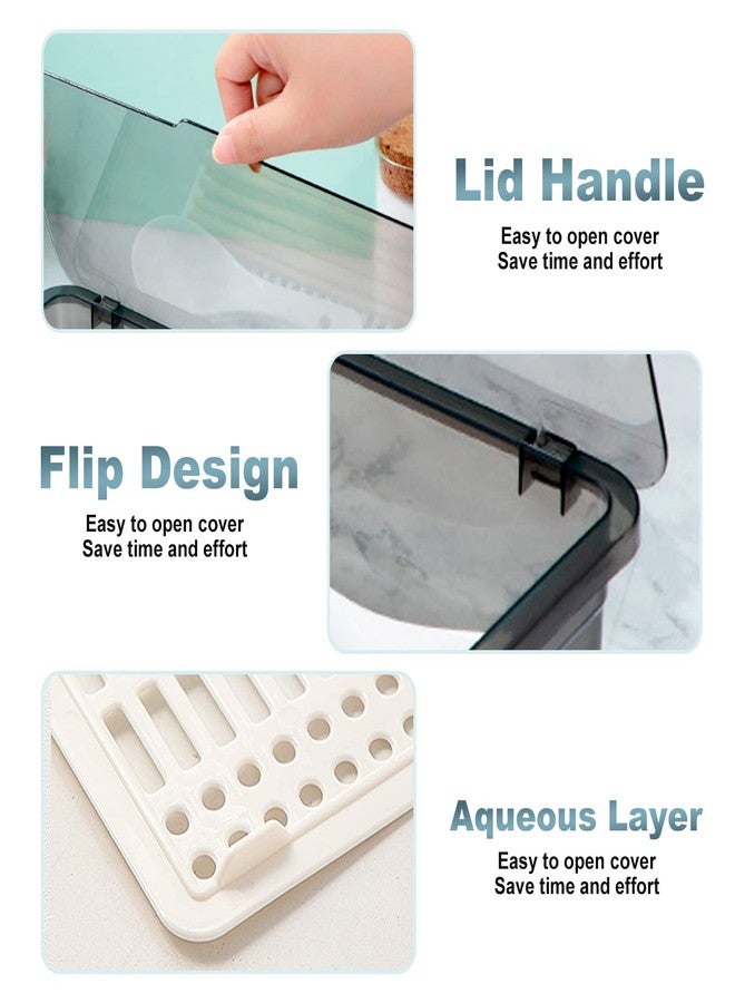 DUZFOREI صينية بلاستيكية لأدوات المائدة من دوزفوري مع غطاء، منظم أدراج لأدوات المطبخ، حاوية تخزين لأدوات المائدة الفضية على سطح الطاولة (رمادي) - Image 5