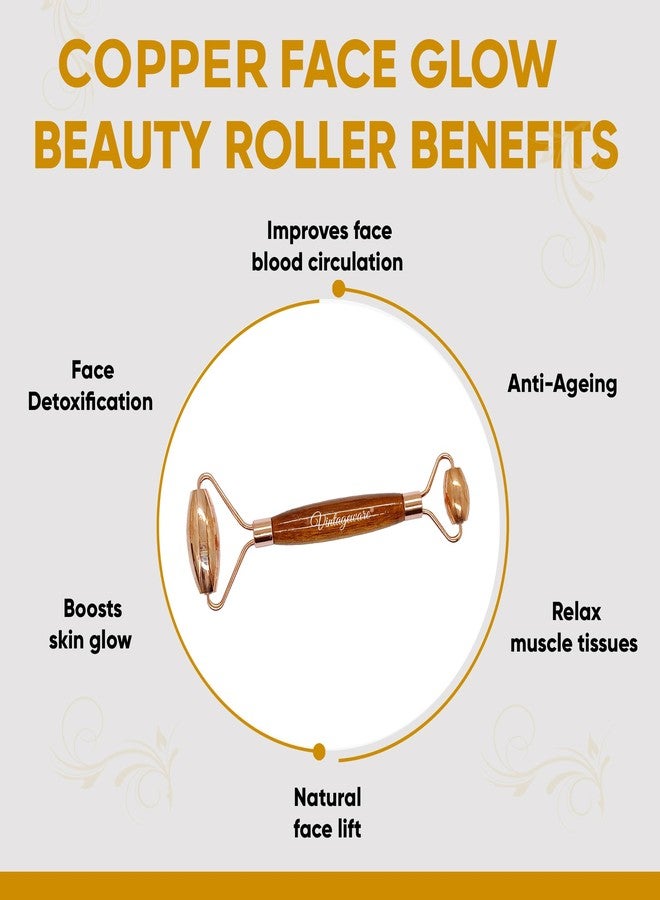 Vintageware® Face Roller - Premium Copper Anti-Aging Therapy Tool for Skin Care - Face Sculpting for Eyes, Cheeks, Jawline, and Neck - Gua Sha Facial Tool Companion (Copper) - Image 3