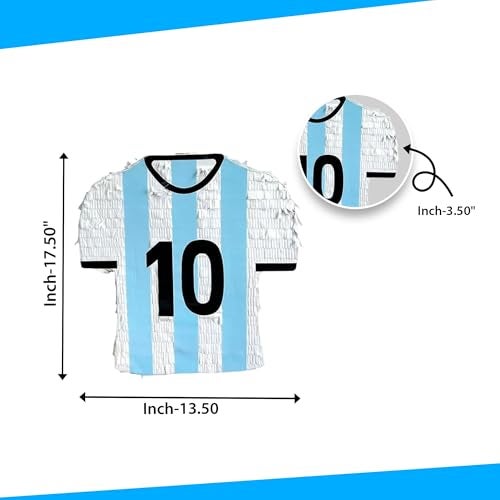 A Pinata 4 U APINATA4U 175 Soccer Jersey Large Pinata White Blue Party Decoration SoccerThemed Birthday Supplies with Stick Blindfold Fun Futbol Sports Ball Hanging Pinata Game - Image 5