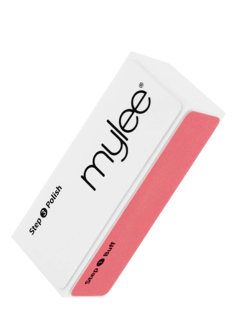 mylee 3 Way Nail Buffer Professional Salon Manicure Treatment Sanding File 3 Sided Grit (320/600/3000) Buffing Block for Easy Gel Polish and Acrylic Prep Shiny Glossy Surface for Natural Nails - Image 1