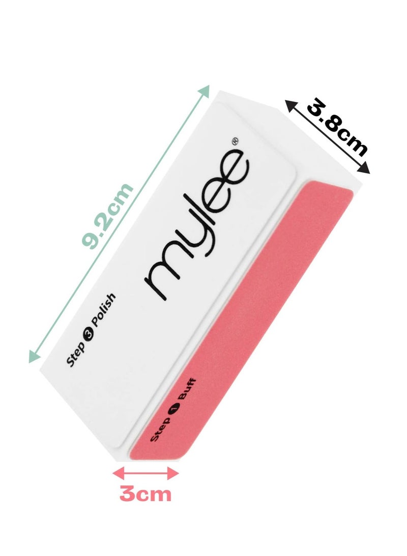 mylee 3 Way Nail Buffer Professional Salon Manicure Treatment Sanding File 3 Sided Grit (320/600/3000) Buffing Block for Easy Gel Polish and Acrylic Prep Shiny Glossy Surface for Natural Nails - Image 2