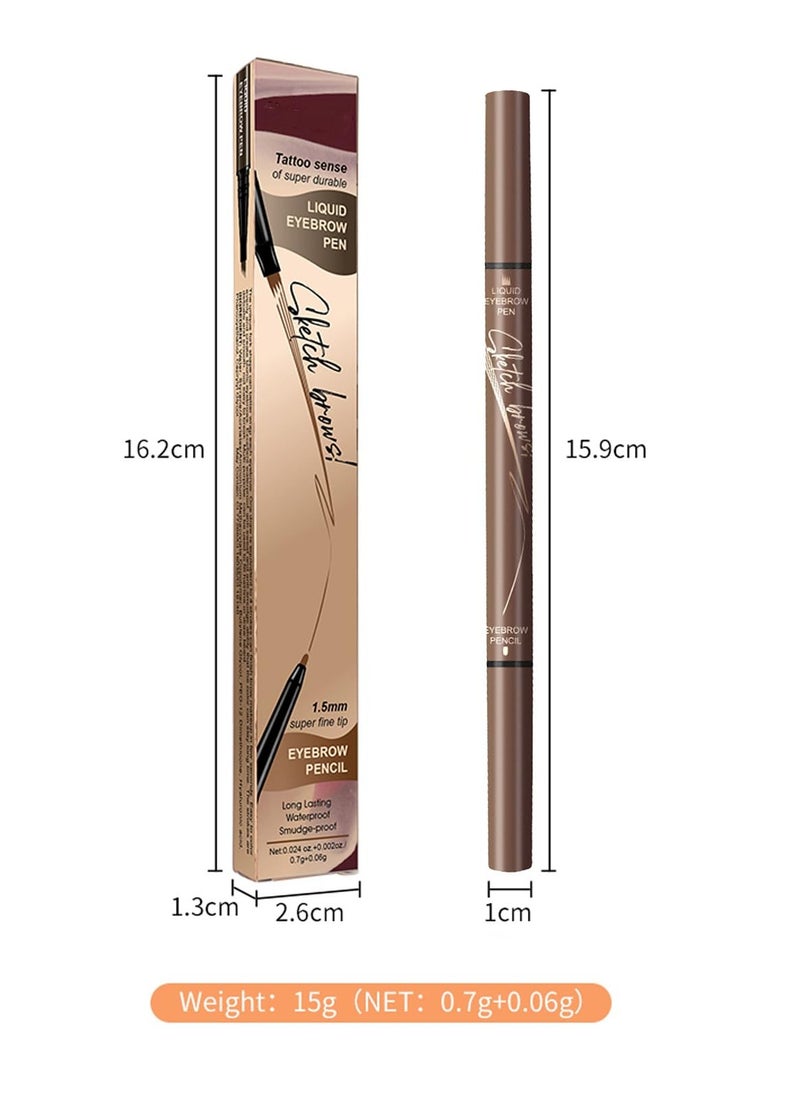 Excefore - Brow Pencil with Hair Like Strokes, 2-in-1 Dual-headed Eyebrow Pen with 4-Prong Micro-Fork-Tip Applicator and Precise Brush-Tip Create Natural-Looking Brows, Stay on All Day (Light Brown) - Image 1