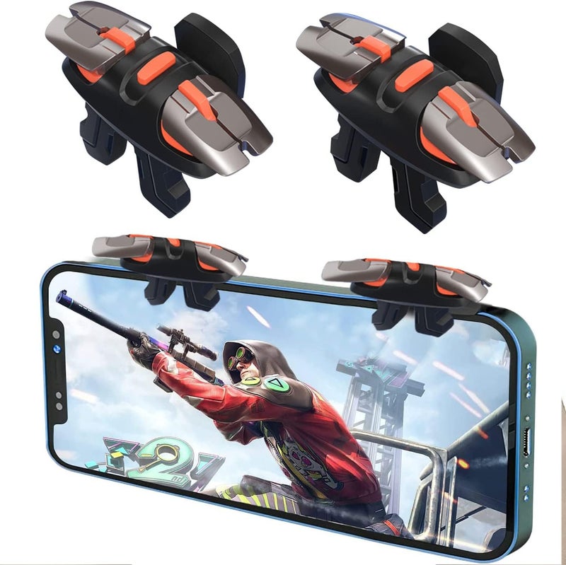 Mobile Triggers, Joystick Aim & Fire Trigger for iPhone and Android Phone, 6 Fingers Operation, Sensitive Shoot, Compatible with PUBG/Fornite/Call of Duty/Rules (Brown)(2 Pack) - Image 1