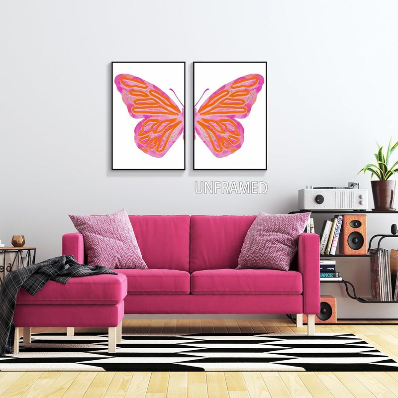 DFAIUY Pink Orange Butterfly Canvas Wall Art - Image 4