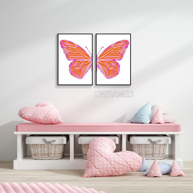 DFAIUY Pink Orange Butterfly Canvas Wall Art - Image 3
