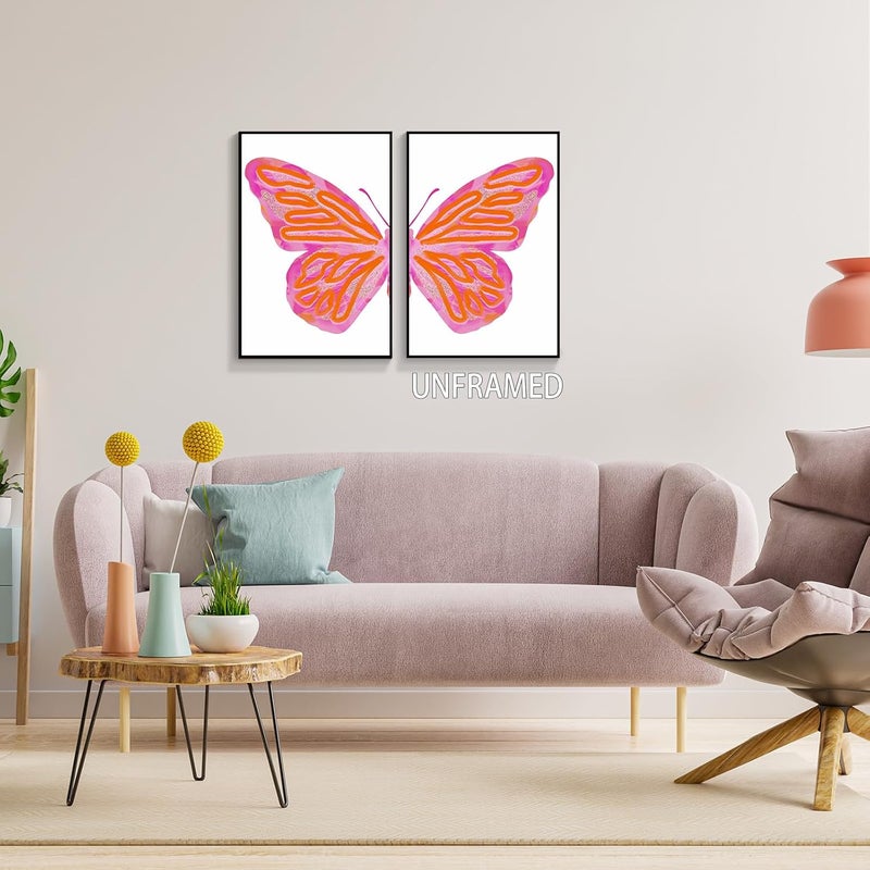 DFAIUY Pink Orange Butterfly Canvas Wall Art - Image 5