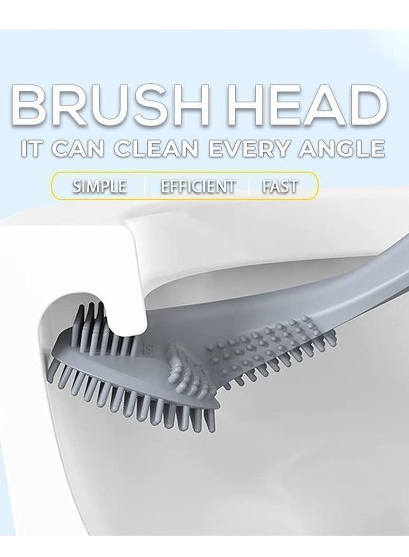 فرشاة تنظيف المرحاض بمقبض طويل للجولف، فرشاة تنظيف المرحاض بزاوية 360 درجة، سيليكون للتنظيف العميق، بدون زوايا ميتة، فرشاة منزلية، خطافات حائط موفرة للمساحة، خطافات لاصقة (أبيض، عبوتان) - Image 4