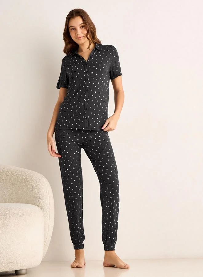سبلاش فيڤ Pyjama Set Button Down Shirt and Pants Modal