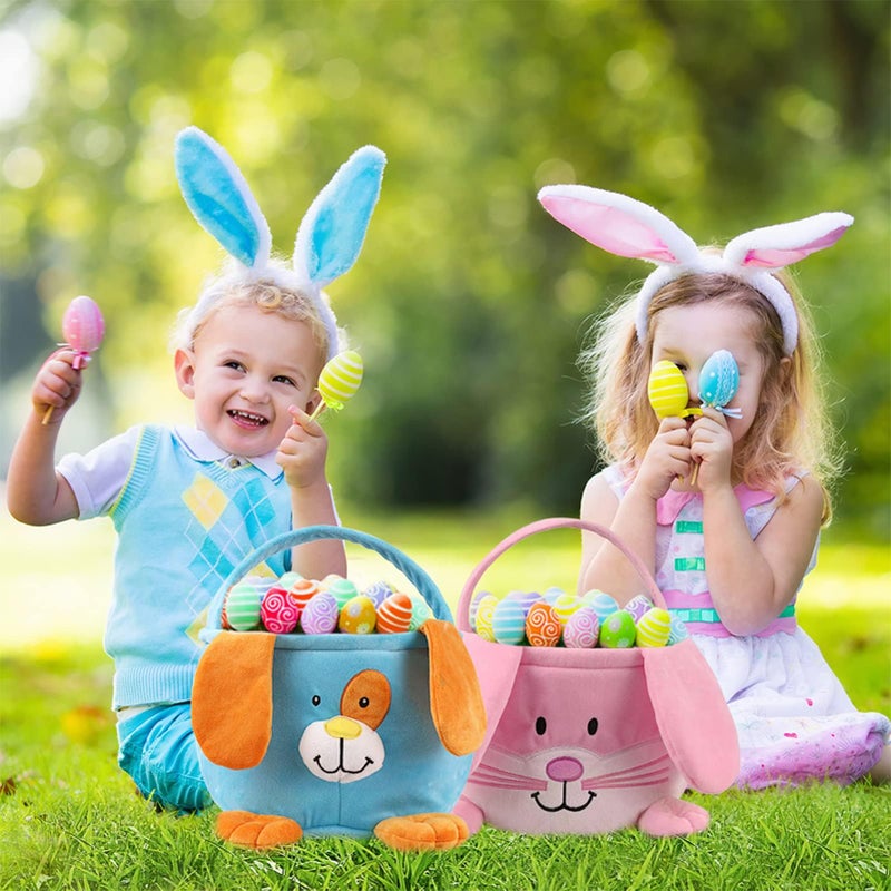 Wepop Easter Bunny Baskets, Cute Eggs Hunting Easter Bags Buckets Festival Gifts for kids Girls Boys - Image 2