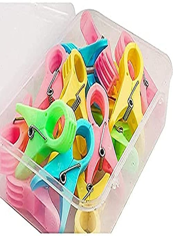 Kitssential® Plastic Pipe Cloth Hanging Pins | Cloth Drying Clips | Clothes Pegs |Cloth Clip with Storage Box ((Pack of 18) - Image 1