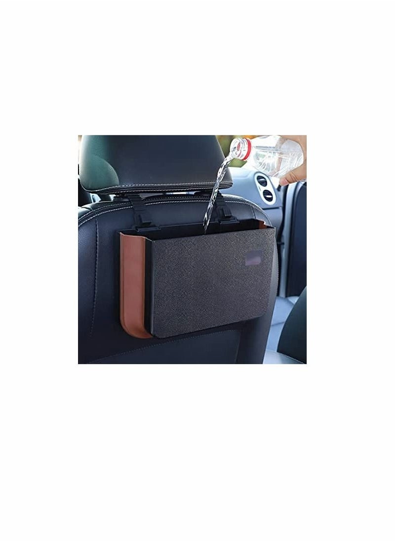 Excefore Waterproof Car Back Seat Garbage Bag with Clip,Hanging Trash Can, Collapsible Portable Small Organizer Holder Storage Pockets Container, Mini Bin for Front Accessories  - Image 1