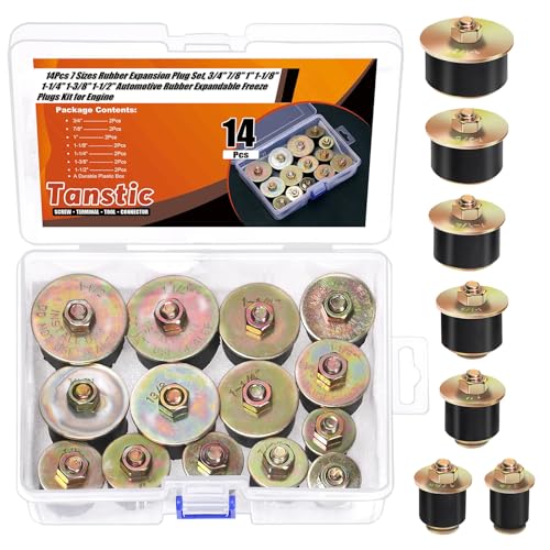 Tanstic 14Pcs Neoprene Rubber Expansion Plug, 7 Sizes Automotive Rubber Expandable Freeze Plug, 3/4", 7/8", 1", 1-1/8", 1-1/4", 1-3/8", 1-1/2", Fit Hole Size: 19~41mm(3/4"~1-5/8") - Image 1