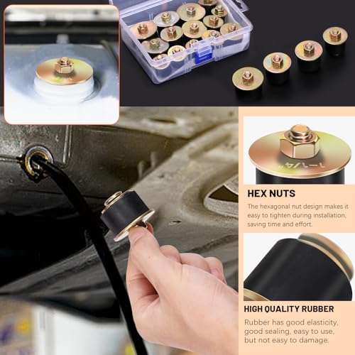 Tanstic 14Pcs Neoprene Rubber Expansion Plug, 7 Sizes Automotive Rubber Expandable Freeze Plug, 3/4", 7/8", 1", 1-1/8", 1-1/4", 1-3/8", 1-1/2", Fit Hole Size: 19~41mm(3/4"~1-5/8") - Image 3