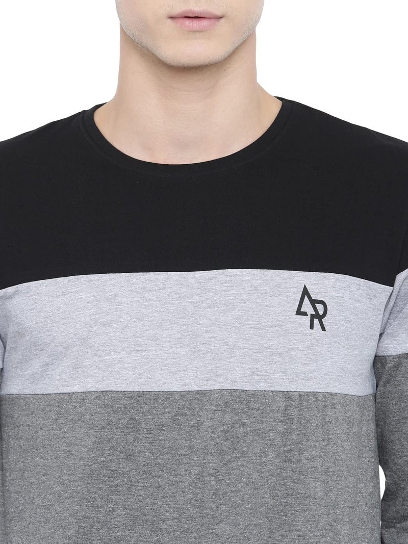 ADRO Men's Full Sleeve Cotton Color Block T-Shirts (FR4-4-BST-BL_Black_XL) - Image 5