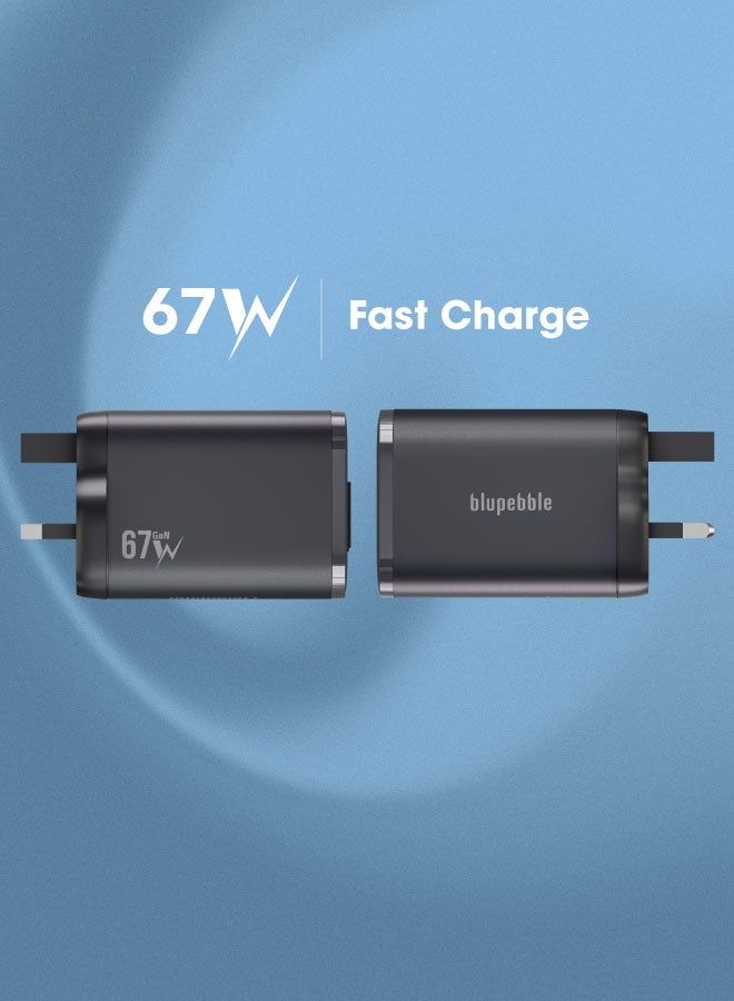 blupebble PowerCore 67W GaN Dual-Port USB-C PD Fast Charger with LED Indicator – Compact Travel Adapter for iPhone 16, MacBook, Samsung & More - Image 4