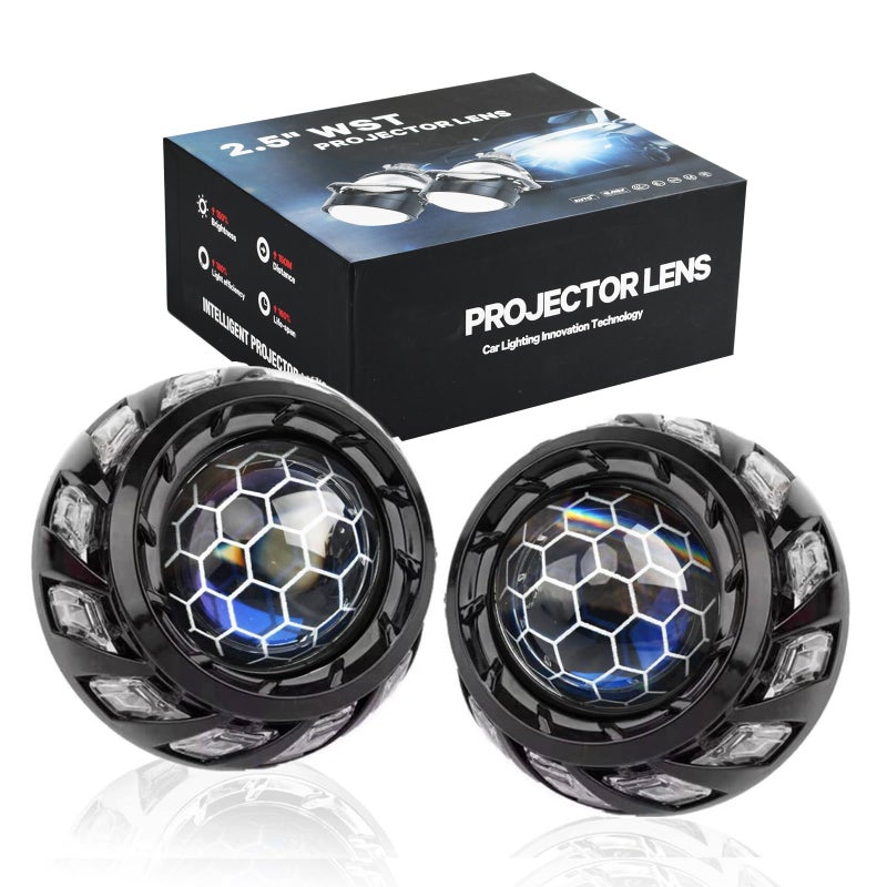 YUFANYA 25inch Honeycomb Bi LED Projector Lenses with High Low Beam70W 20000LM 6000K White For H7 H4 Headlight Car Light WhiteYellow Turn Signal Headlamp Car Accessories - Image 2