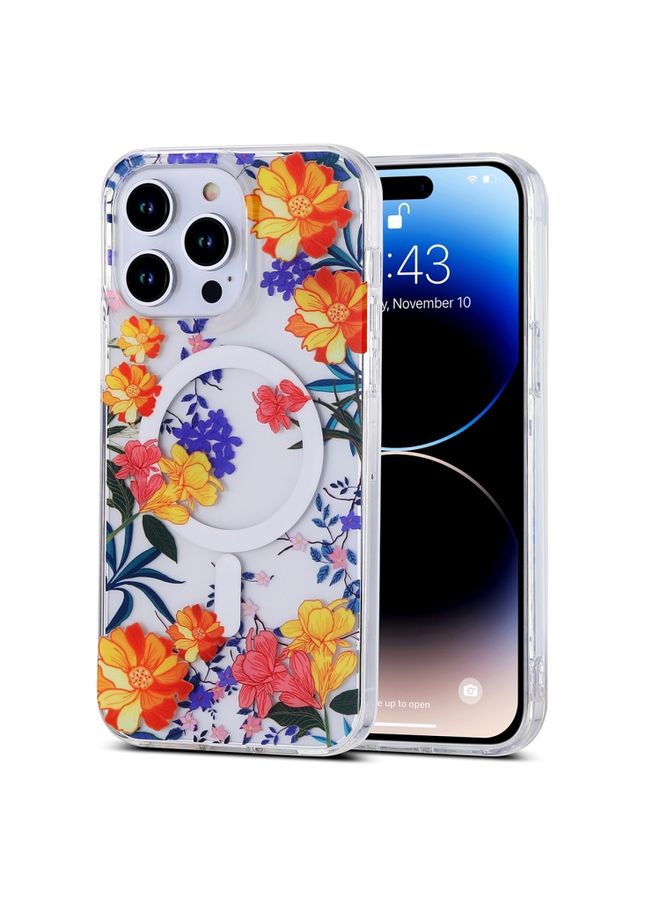 BGM Case Cover For iPhone 12 Pro Max Transparent Double Sided Magsafe Phone Case Color Flower