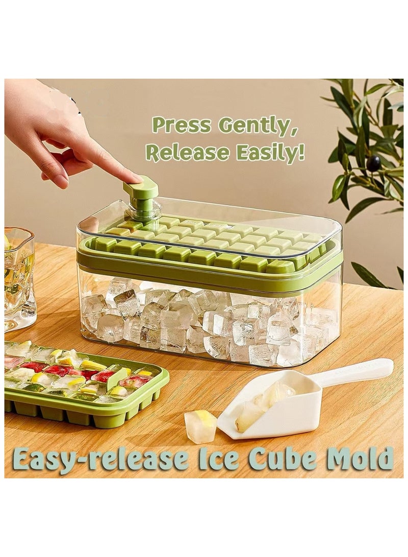 DELGREEN Ice Cube Tray with Lid and Storage Box, One Click Easy Release 64 Small Nugget Ice, 2 Tray Ice Cube Molds with Container and Scoop Ice Cube Trays - Image 2