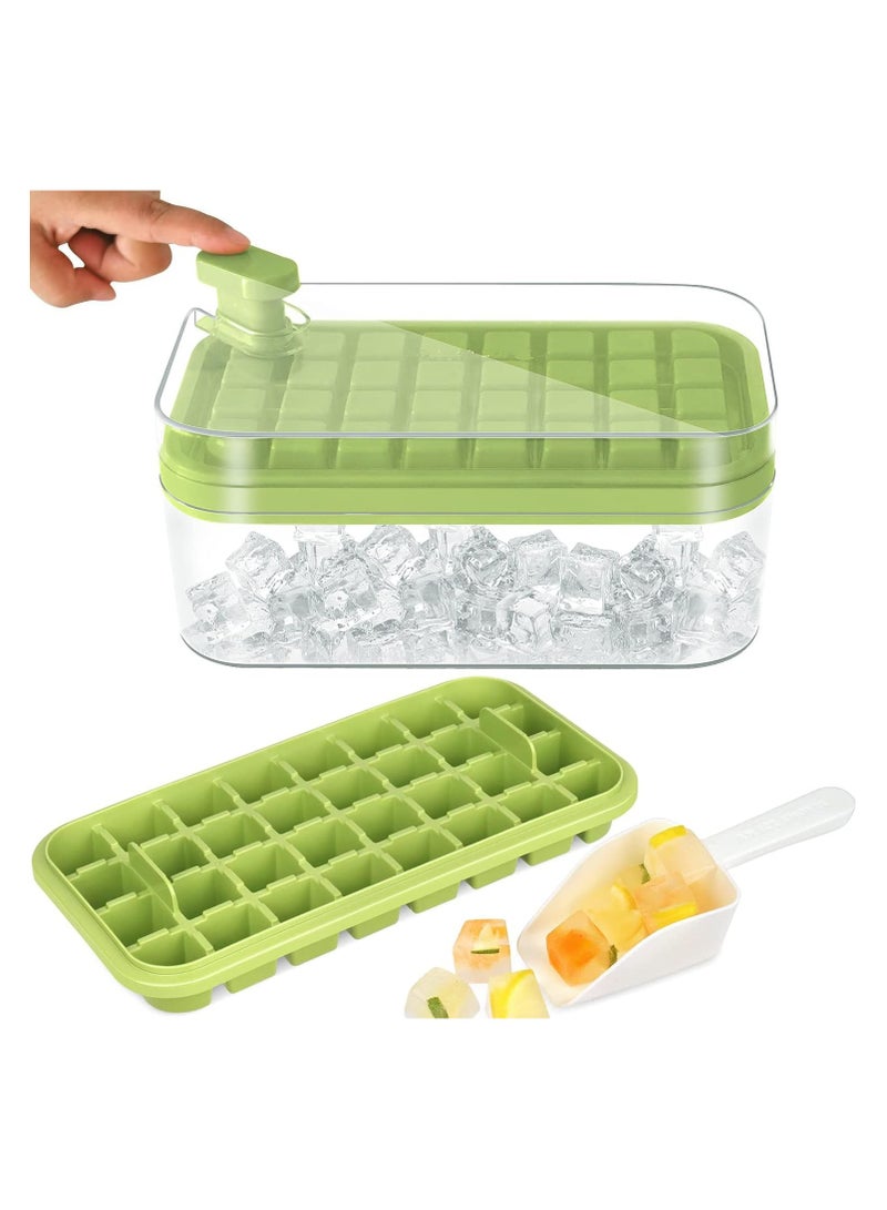 DELGREEN Ice Cube Tray with Lid and Storage Box, One Click Easy Release 64 Small Nugget Ice, 2 Tray Ice Cube Molds with Container and Scoop Ice Cube Trays - Image 1