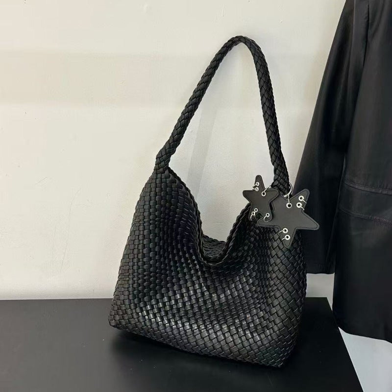 French-Style High-End Niche Design Woven Handbag Tote Casual Lazy Style Single Shoulder Underarm Bucket Bag Trendy - Image 2