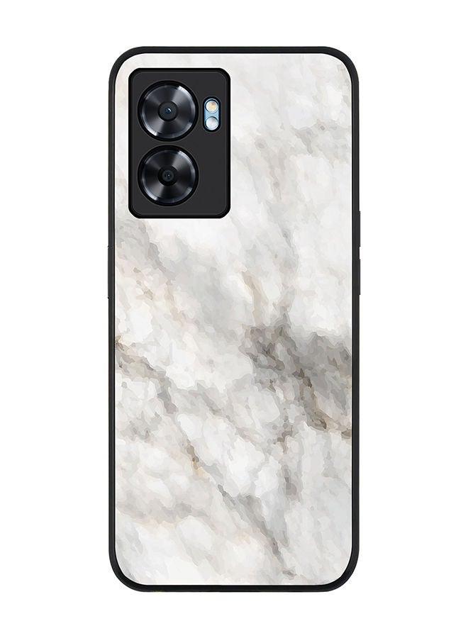 Stylizedd Rugged Black edge case for Oppo A57 Slim fit Soft Case Flexible Rubber Edges Anti Drop TPU Gel Thin Cover - Marble Print Beige Grey - Image 1