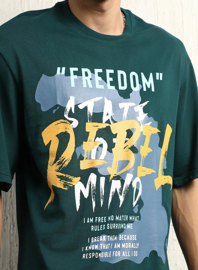 Hubberholme Freedom Graphic Print Oversized T-Shirt by Styli
