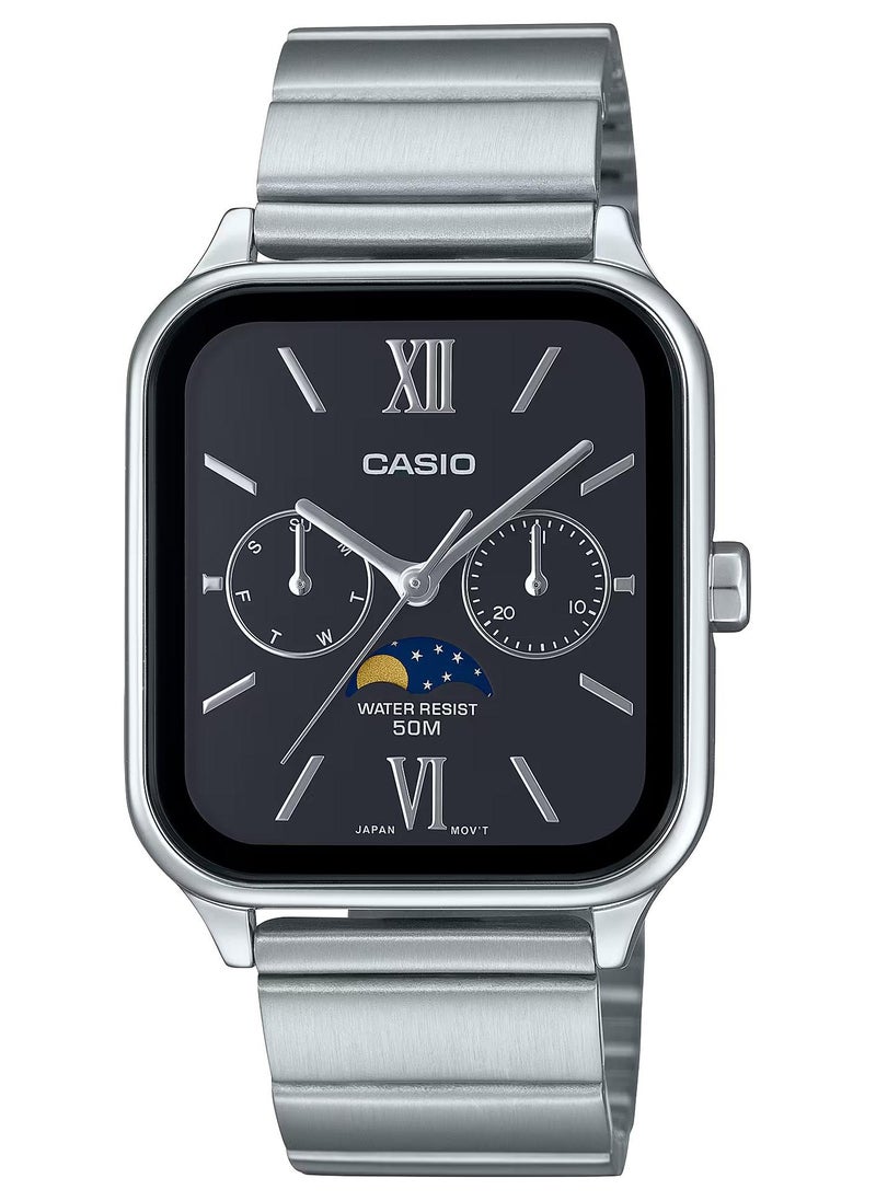 CASIO ساعة كوارتز Moonphase ستانلس ستيل للرجال MTP-M305D-1A2V