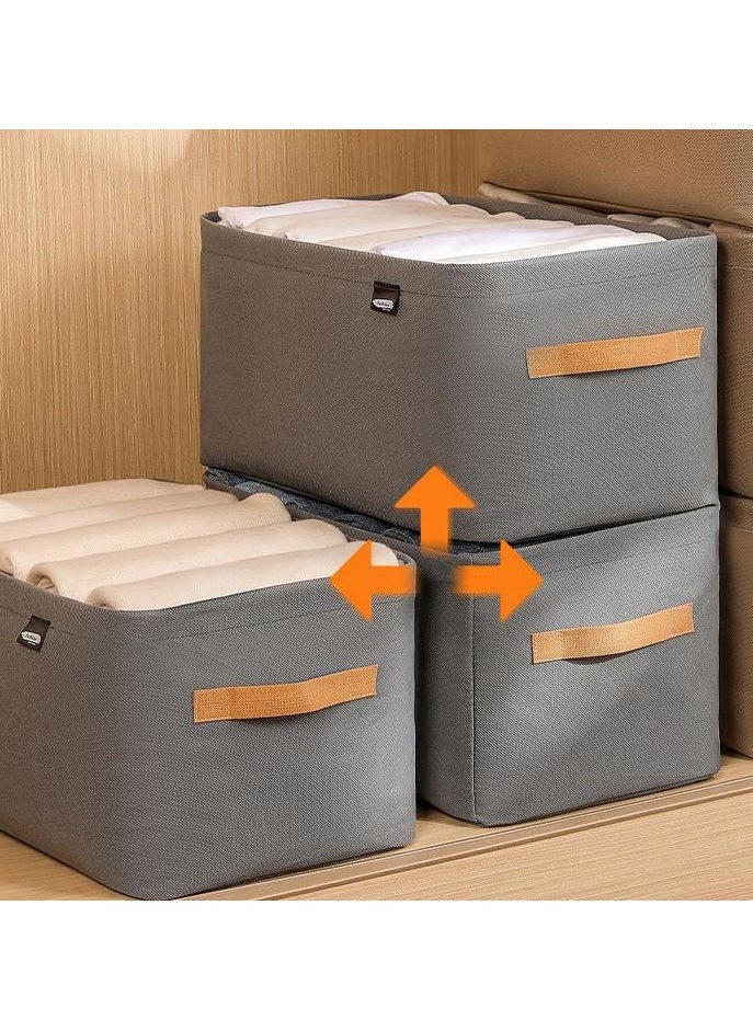 Hanayo 2 Pcs Storage Boxes Foldable Storage Box with Handle Storage Bins Closet Organizers Shelf Baskets Storage Bins for Clothing Toys Books(Khaki)  - Image 4