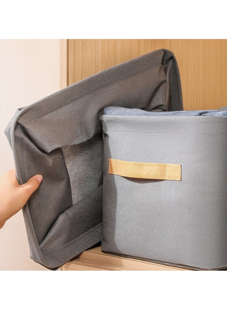Hanayo 2 Pcs Storage Boxes Foldable Storage Box with Handle Storage Bins Closet Organizers Shelf Baskets Storage Bins for Clothing Toys Books(Khaki)  - Image 5