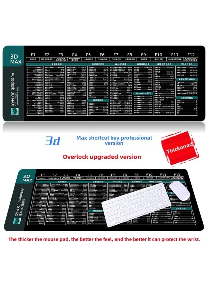 Generic - [IDEA Shortcut] Oversized WPS + CAD Mouse Pad Maya Office Computer Pad Blender Keyboard Pad-Color:1000*500*2mm-Pattern:3D MAX Shortcuts Pro - Image 1