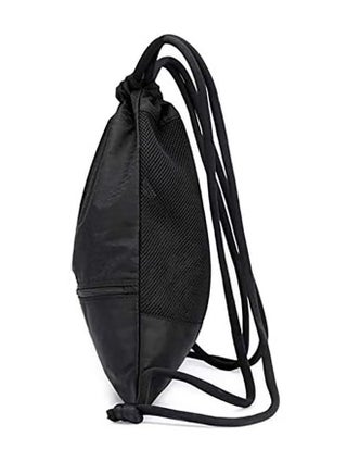 Drawstring Backpack,Sports Canvas Bag,Waterproof Oxford Fabric Drawstring Bag,Swimming Bag,Basketball Bag,Soccer Bag,Zipper 43*49cm(Black) - view 3