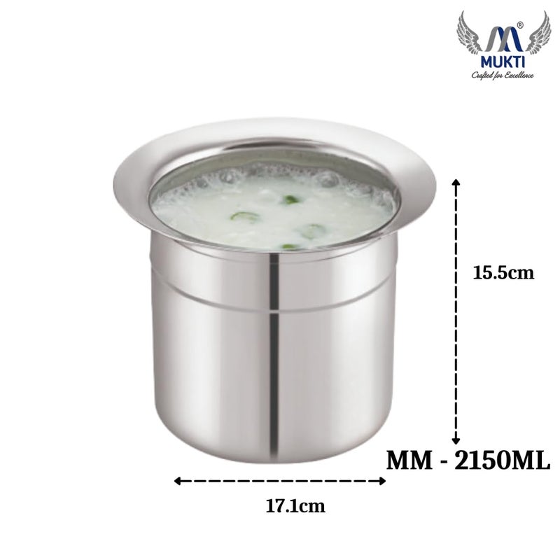 M MUKTI Crafted for Excellence Mukti Premium Stainless Steel Milky Mist PotContainer Pot for Storing MilkButter MilkDurable and Silver Classic FinishIdeal for Home KitchenPack of 12150ml - Image 2