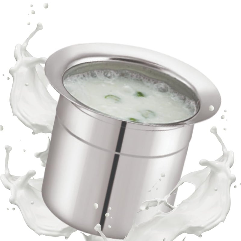 M MUKTI Crafted for Excellence Mukti Premium Stainless Steel Milky Mist PotContainer Pot for Storing MilkButter MilkDurable and Silver Classic FinishIdeal for Home KitchenPack of 12150ml - Image 1